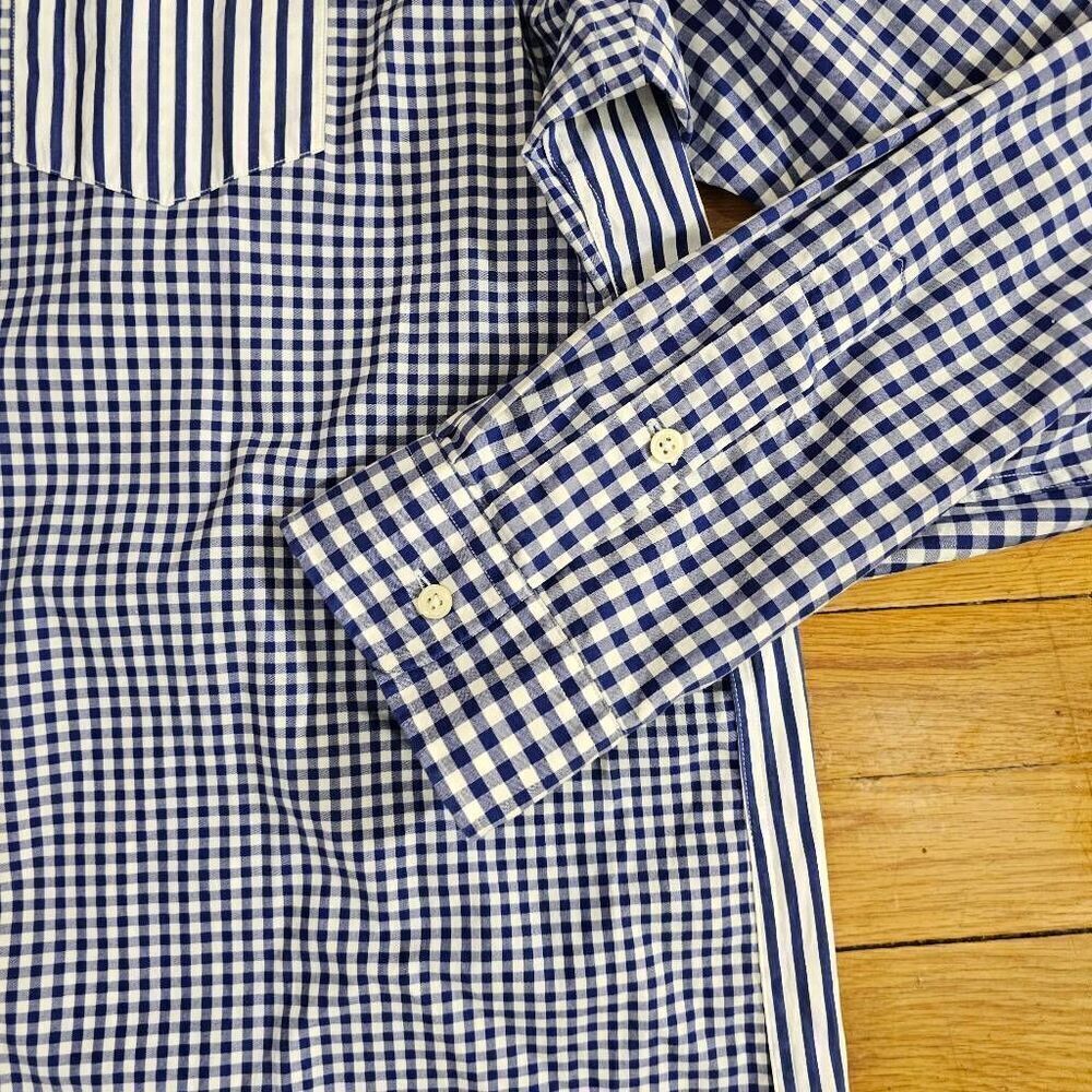 Polo Ralph Lauren White Blue Striped Colorblock Plaid Button Down Shirt Men’s Si - Picture 2 of 8